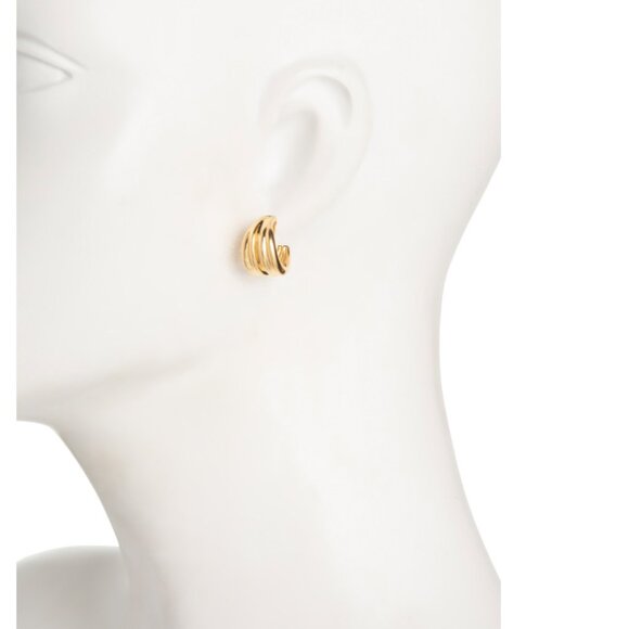 MILOR SILVER  Italy 14kt Gold Plated Sterling Silver Half Hoop Earrings - Picture 2 of 2